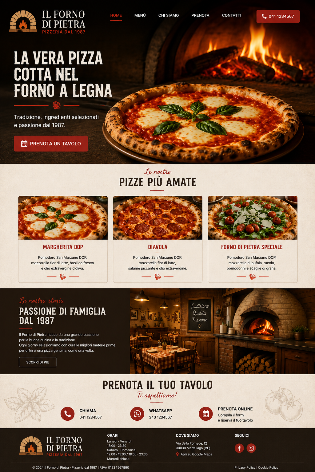 Anteprima concept dimostrativo sito web per pizzeria Il Forno di Pietra